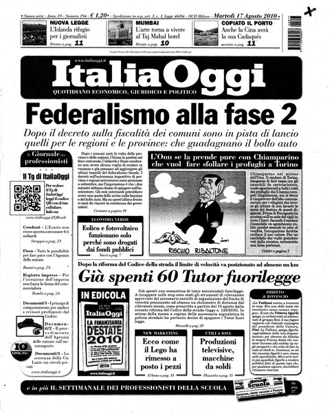 Italia oggi : quotidiano di economia finanza e politica